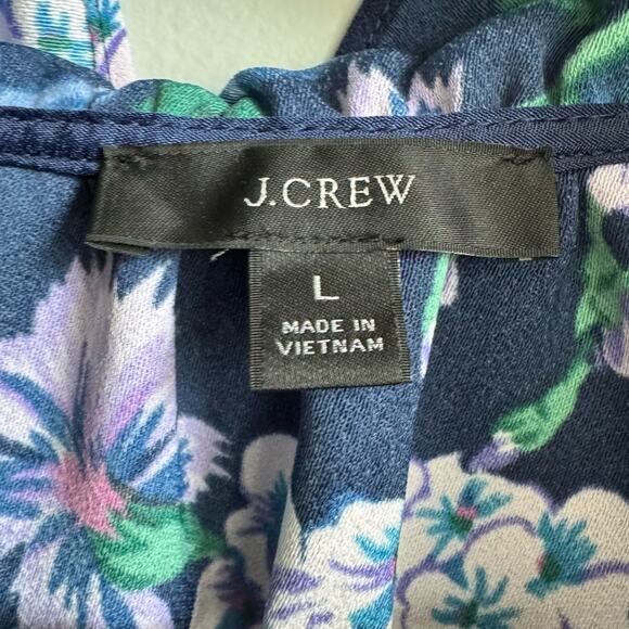 J. Crew Ruffleneck Top in Floral 365 Crepe Large - Picture 3 of 10